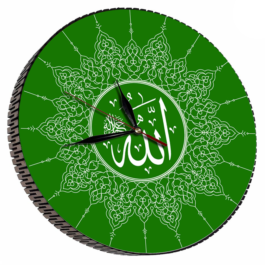 ساعت دیواری مدل الله | سبز تیره | گارانتی اصالت و سلامت فیزیکی کالا