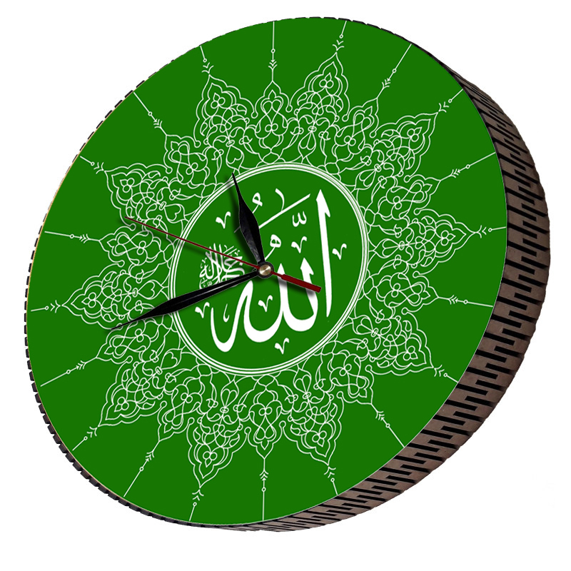 ساعت دیواری مدل الله | سبز تیره | گارانتی اصالت و سلامت فیزیکی کالا - تصویر 2