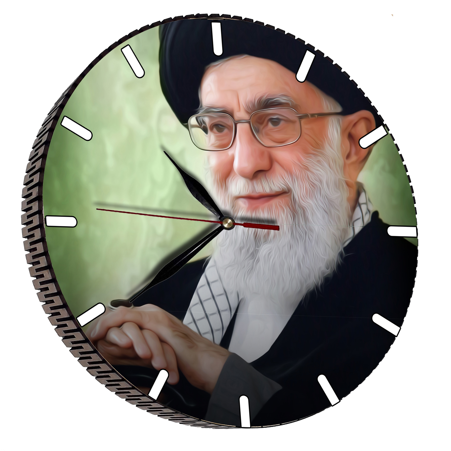 ساعت دیواری مدل امام خامنه ای کد 2 | سبز روشن | گارانتی اصالت و سلامت فیزیکی کالا