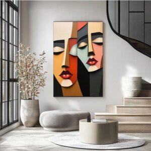 تابلو شاسی مدرن طرح چهره دو دختر