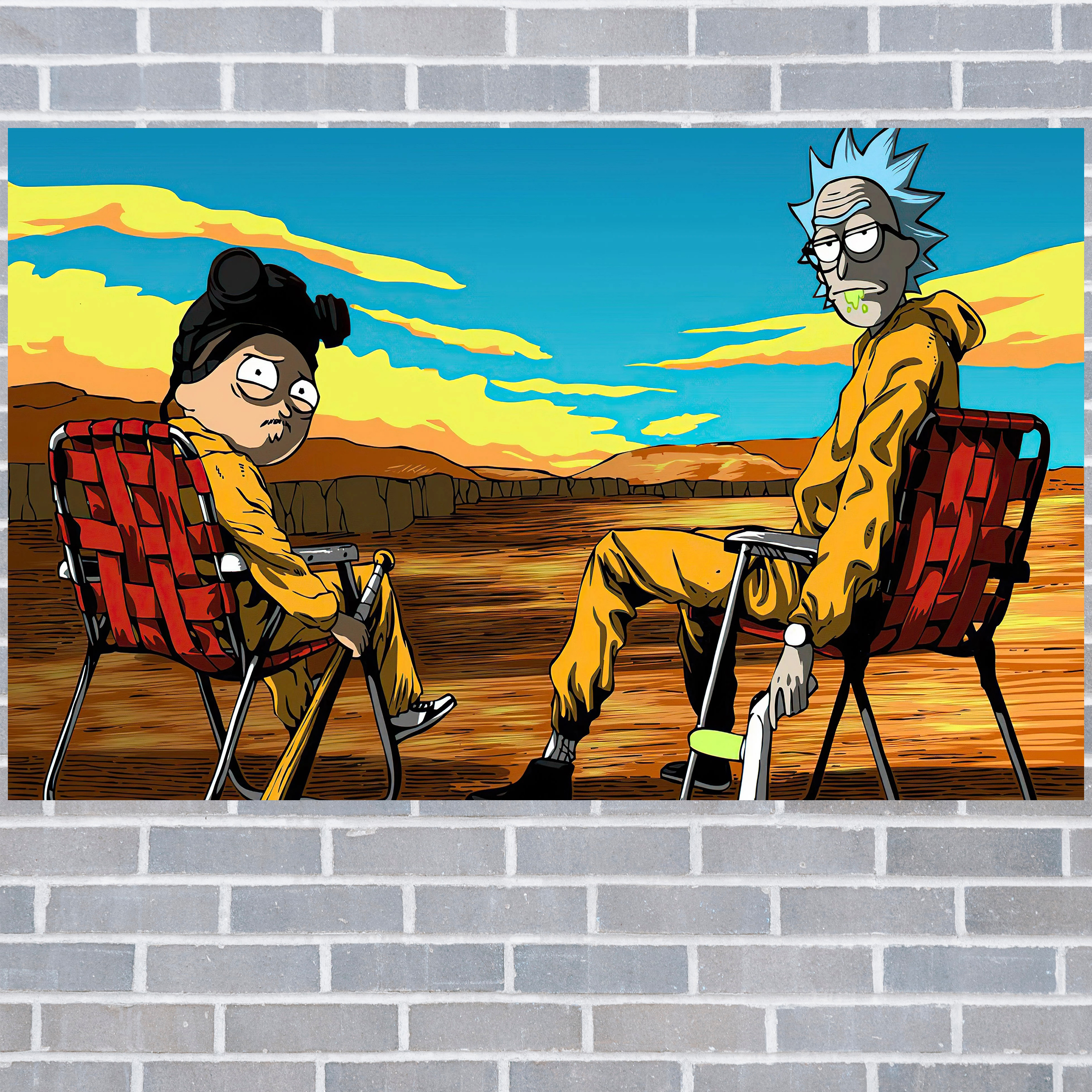 تابلو شاسی مدل گیمینگ طرح پوستر باکیفیت سریال ریک و مورتی سبک برکینگ بد rick & morty کد 1078 - تصویر 2