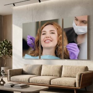 تابلو شاسی مدرن طرح لبخند زیبا . دکوراسیون دندانپزشکی - مجموعه 3 عددی